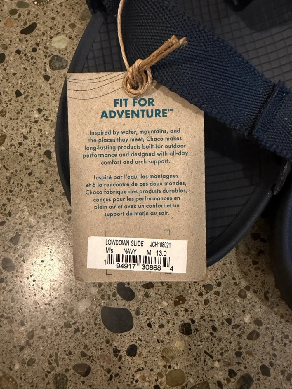NWT Chaco Navy Lowdown Slide Sandal with Adjustable Strap - Picture 2 of 3